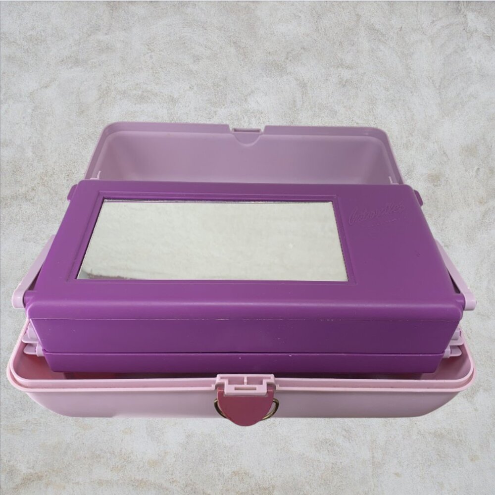 VINTAGE CABOODLE CASE -- 1980's Make Up Case, Purple/Pink, Original Owner - Picture 8 of 16